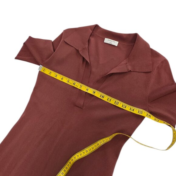 Aritzia Babaton Fame Dress, Polo Long Sleeve Shirt Dress, Rich Copper, Size M - Picture 4 of 8